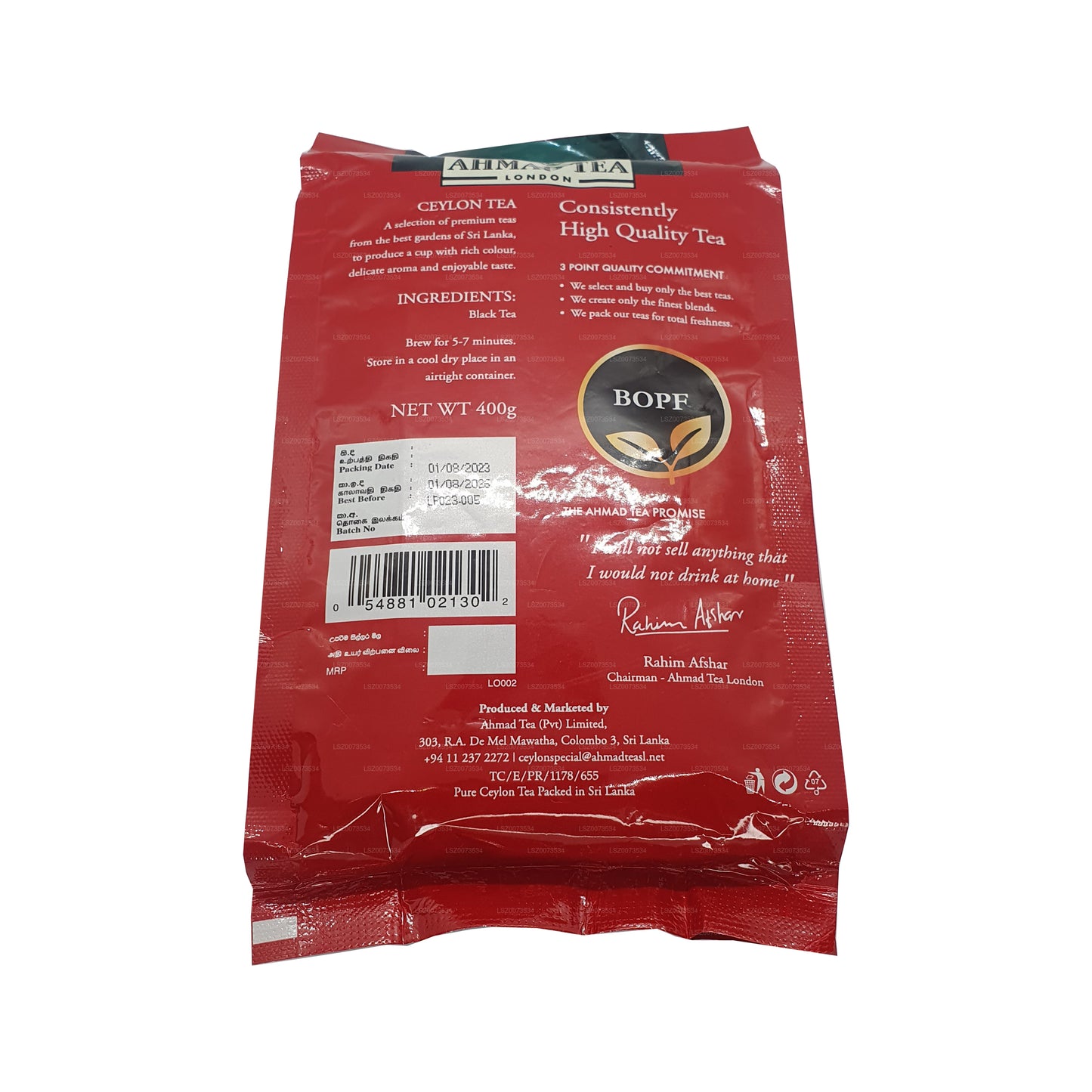 Tè Ahmad Ceylon Premium BOPF (400g)