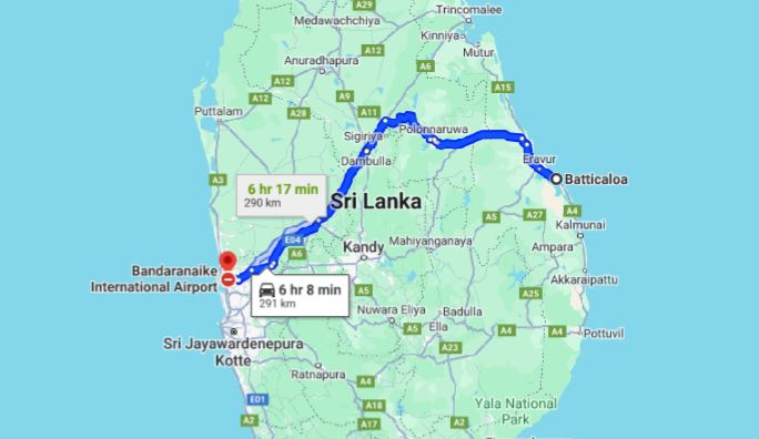 Trasferimento privato da Batticaloa City all'Aeroporto Colombo (CMB)