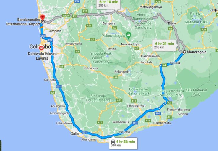 Moneragala City to Colombo Airport (CMB) Private Transfer