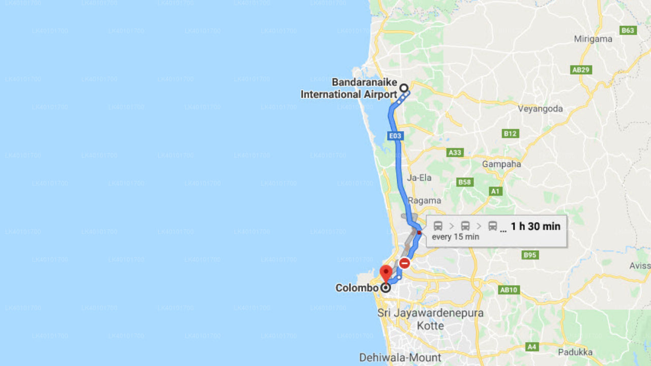 Trasferimento privato dall'aeroporto di Colombo (CMB) a Colombo City