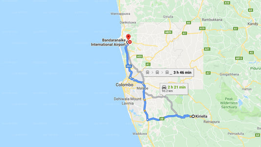 Kiriella City to Colombo Airport (CMB) Private Transfer