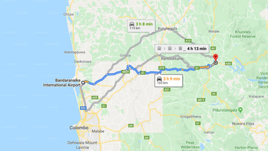 Transfer between Colombo Airport (CMB) and Hunas Falls by Amaya, Kandy