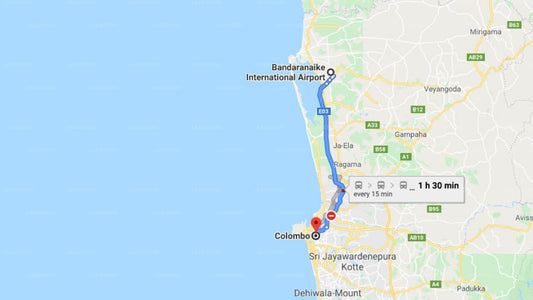 Transfer between Colombo (CMB) Airport and Galle Face Hotel, Colombo