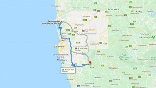 Transfer between Colombo Airport (CMB) and God Paradise Nature Resort, Ingiriya