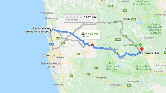 Transfer between Colombo Airport (CMB) and Paradise Message Inn, Nuwara Eliya