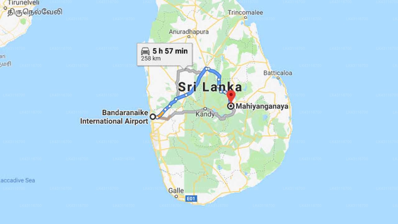 Transfer between Colombo Airport (CMB) and Sorabora Gedera, Mahiyanganaya