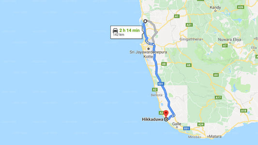 Transfer between Colombo Airport (CMB) and Villa Tara, Hikkaduwa