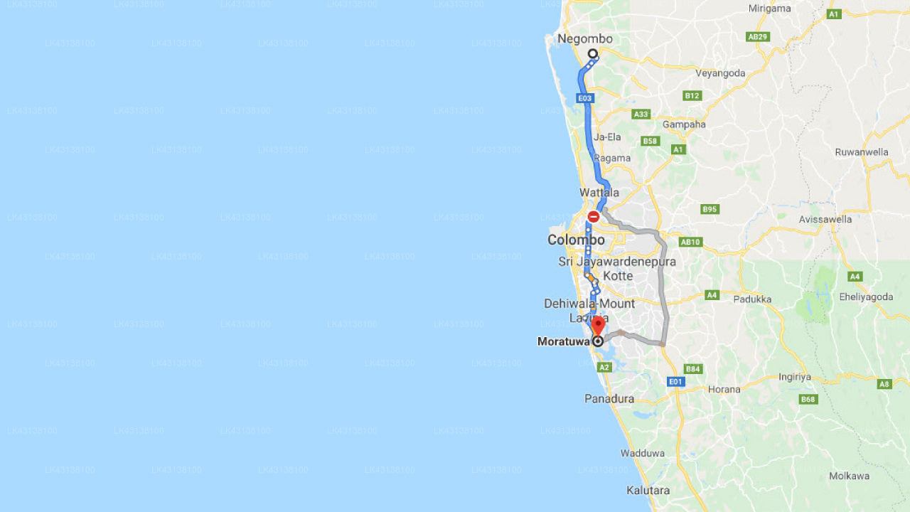 Transfer between Colombo Airport (CMB) and Amasuva, Moratuwa