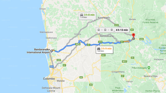Transfer between Colombo Airport (CMB) and Alex Home Stay, Kandy