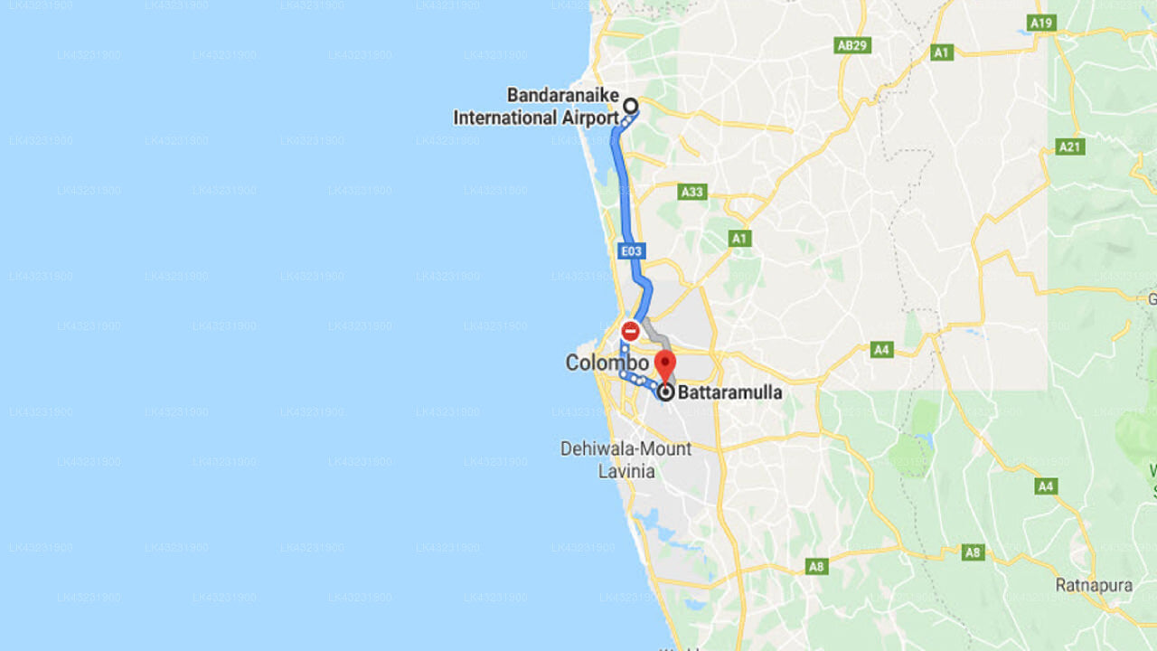 Trasferimento tra l'aeroporto di Colombo (CMB) e Waters Edge, Battaramulla