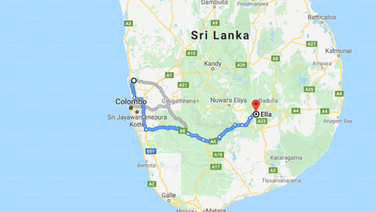 Transfer between Colombo Airport (CMB) and Aspa Green Ella, Ella