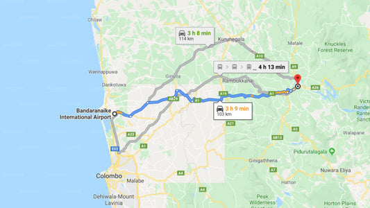 Transfer between Colombo Airport (CMB) and Atelier, Kandy
