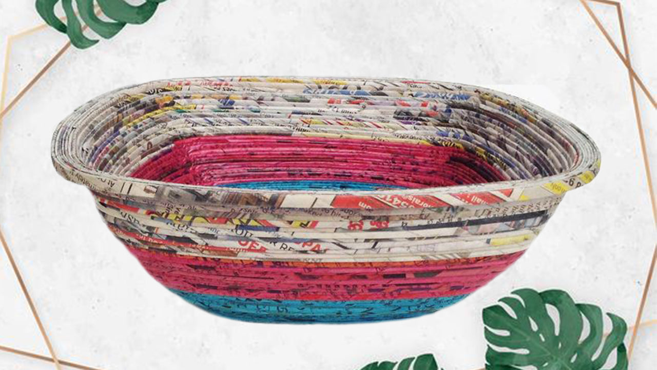 Handmade Newspaper Bowl (Square, Large)