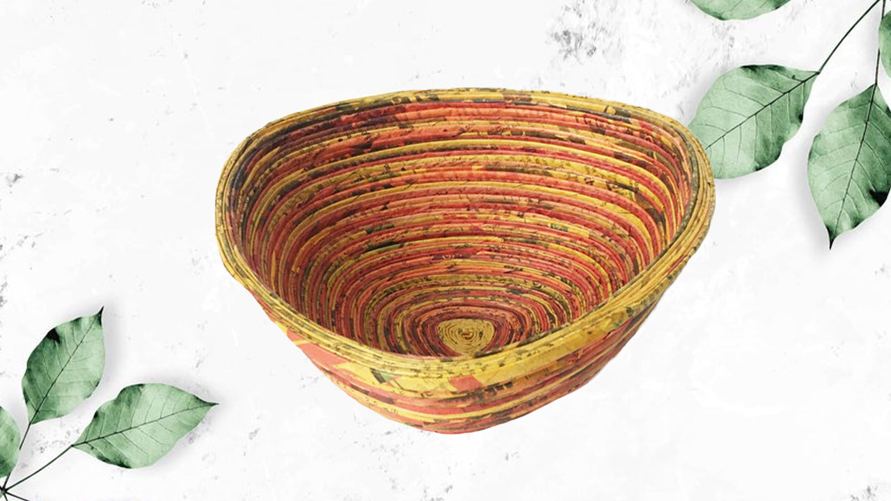 Handmade Newspaper Bowl (Triangle)