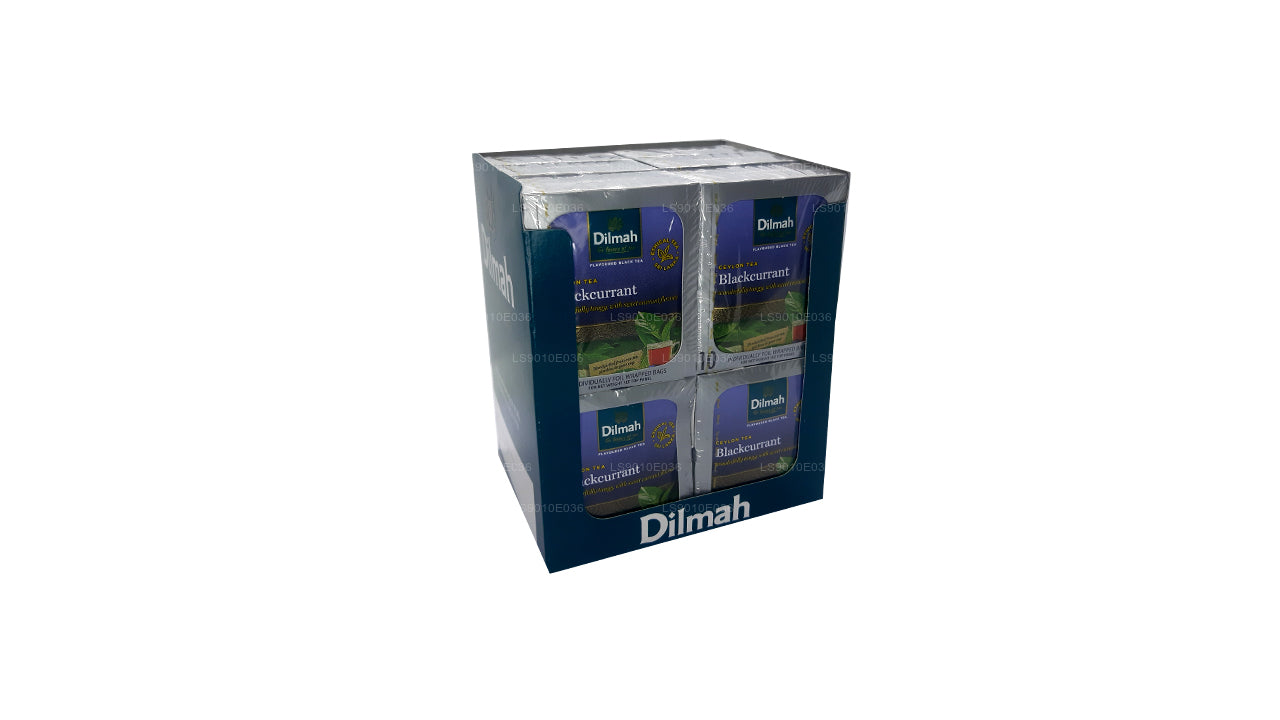 Dilmah Blackcurrant Flavored Tea (20g) 10 Individually Foil Wrapped Bags (12 Pack)