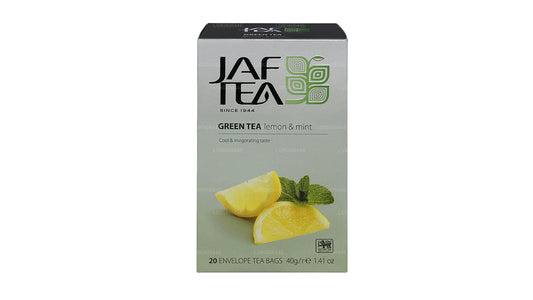 Jaf Tea Pure Green Collection, bustine di tè con busta in carta stagnola verde, limone e menta (40 g)