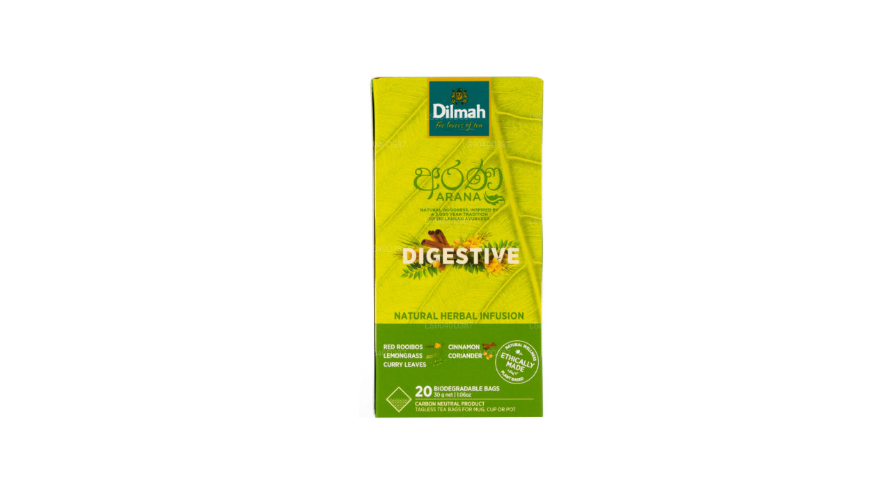 Infuso di erbe naturali Dilmah Arana Digestive Red Rooibos (20 bustine di tè senza etichetta)