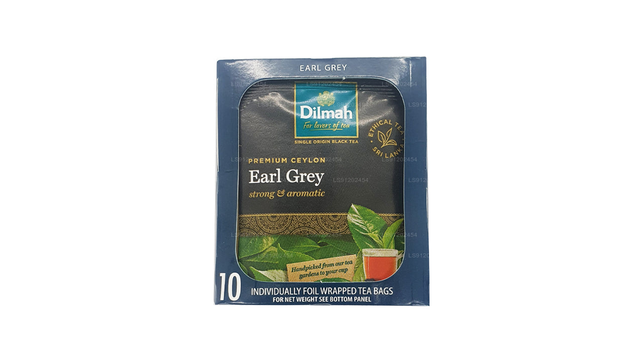 Tè Dilmah Earl Grey (20 g), 10 bustine di tè confezionate singolarmente in carta stagnola
