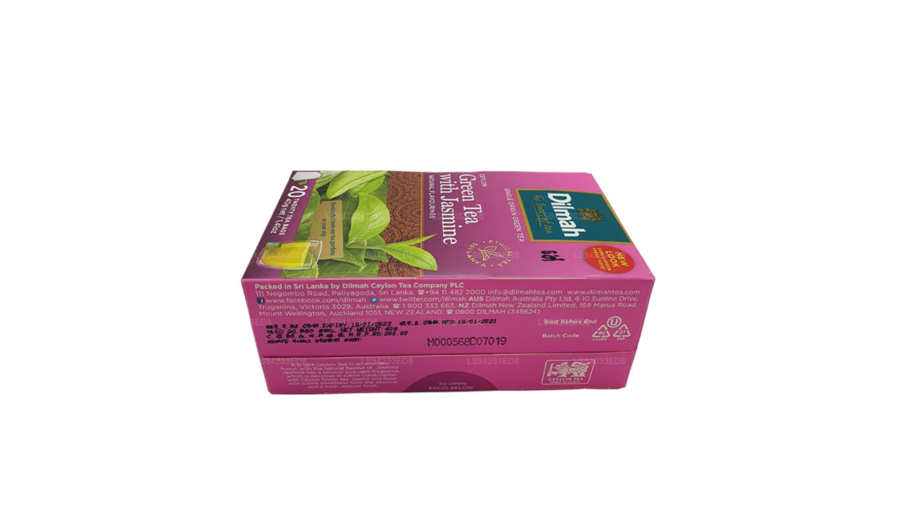 Tè verde Dilmah Ceylon con gelsomino (40 g) 20 bustine di tè